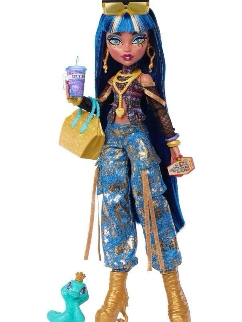 NIB Monster High Cleo De Nile Fashion Doll in Cargo Pants with Pet Hissett